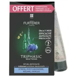 René Furterer Triphasic Reactional Traitement Anti Chute 12 Ampoules Et Shampooing Stimulant 100ml Offert