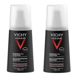 Vichy Homme Déodorant Ultra Frais Vaporisateur 100ml X2