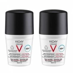 Vichy Homme Déodorant 48h Anti-transpirant Anti-traces 50ml X2